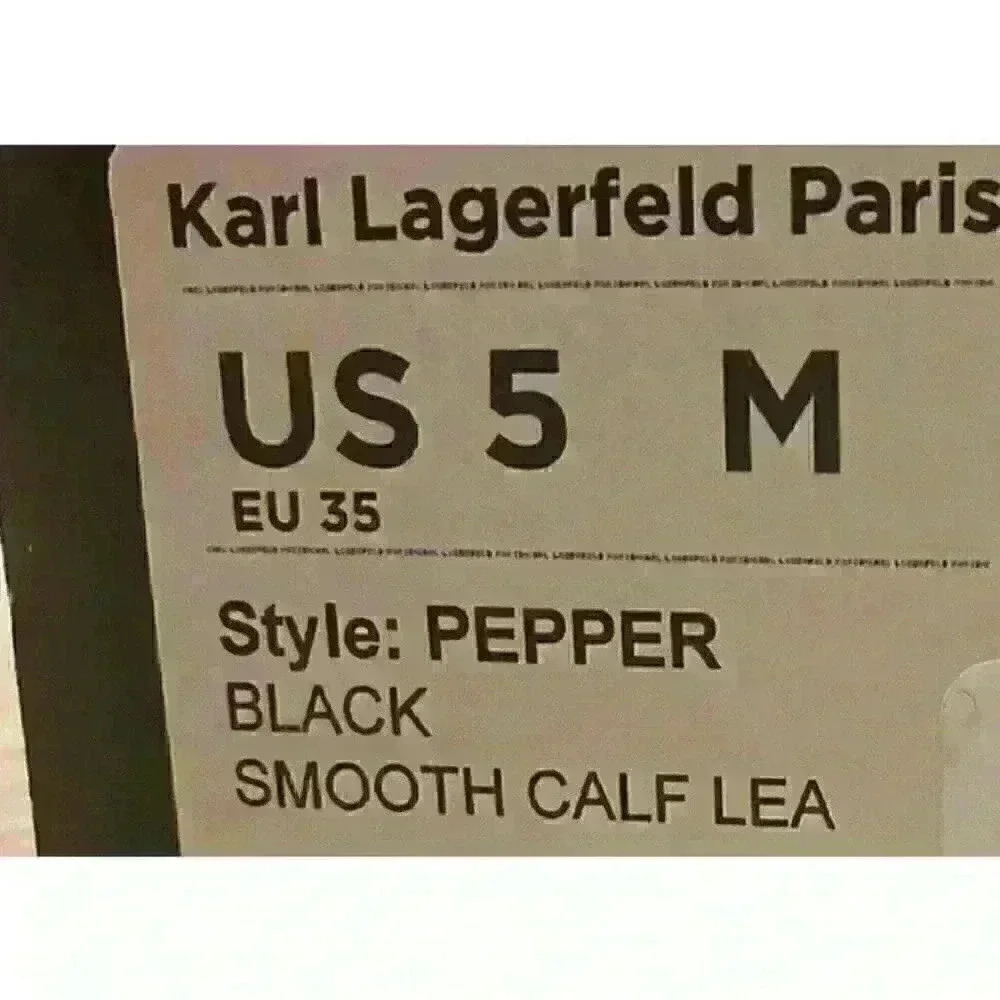 ❤️KARL LAGERFELD PARIS NIB Pepper Rhinestone Curb Link Combat Boots size 5 Black - Picture 6 of 8